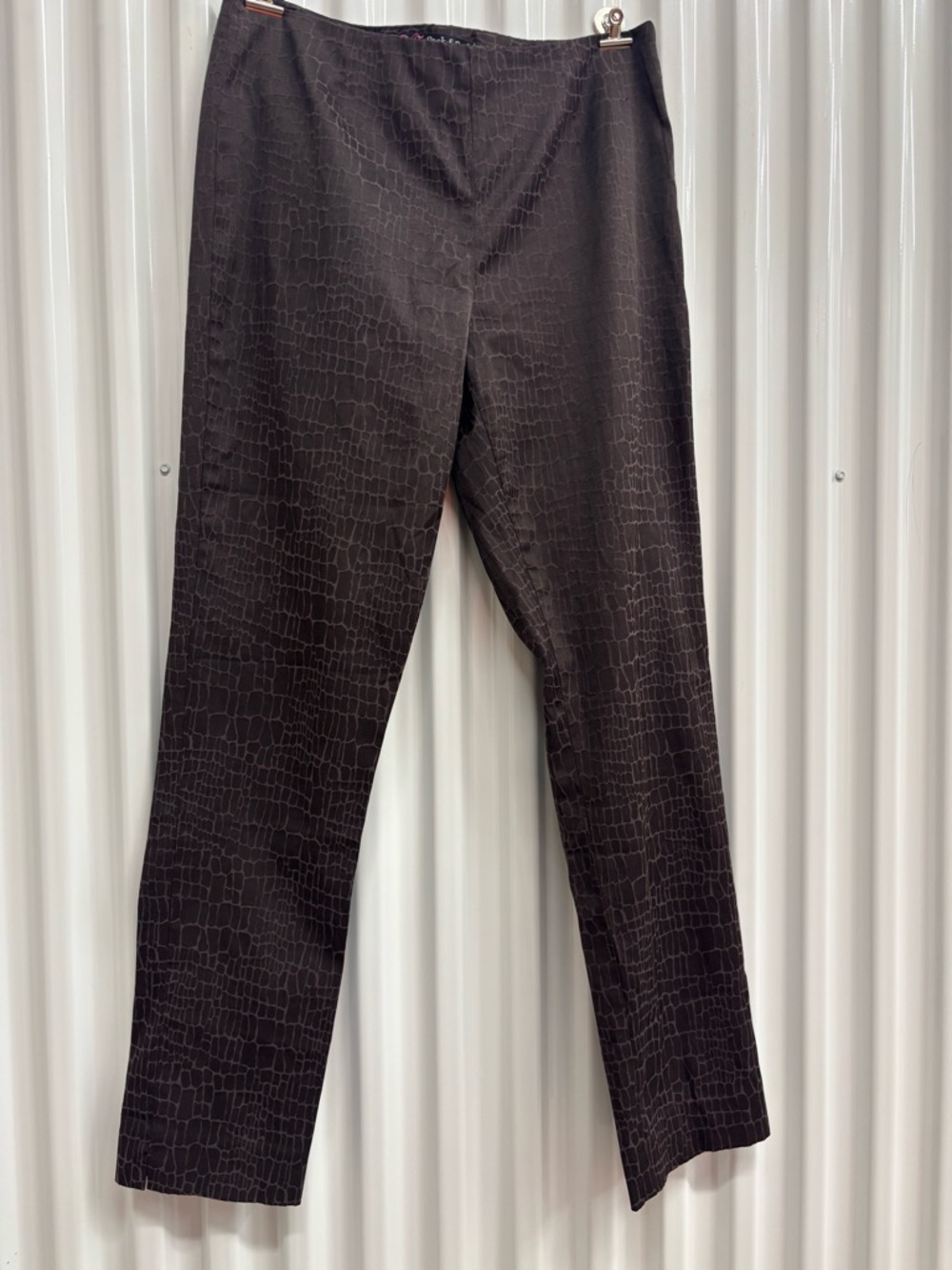 Peck & Peck Black Croc-Embossed Dress Pants